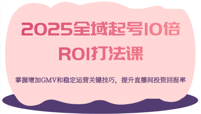 2025全域起号10倍ROI打法课，掌握增加GMV和稳定运营关键技巧，提升直播间投资回报率-副业库