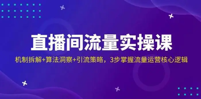 直播间流量实操课：机制拆解+算法洞察+引流策略，3步掌握流量运营核心逻辑-副业库