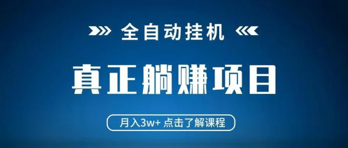 全自动挂机项目 月入3w+ 真正躺平项目 不吃电脑配置 当天见收益-副业库