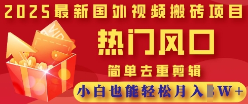 2025最新视频搬砖项目，热门风口，简单去重剪辑，小白也能轻松月入过W-副业库