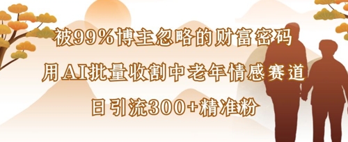被99%博主忽略的财富密码：用AI批量收割中老年情感赛道，日引流300+精准粉-副业库