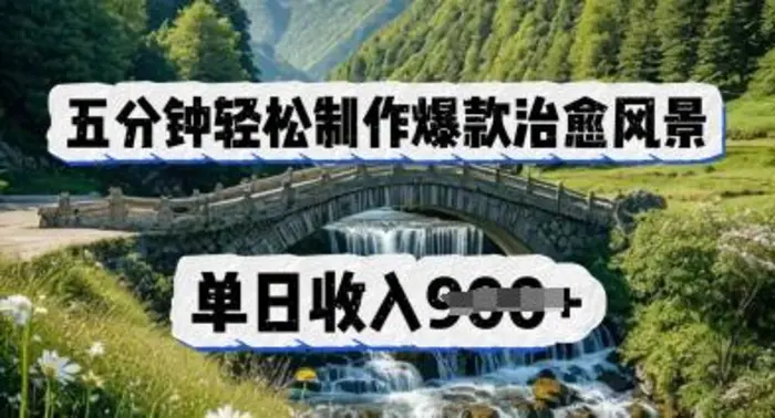 五分钟轻松制作爆款治愈风景，单日收入几张-副业库